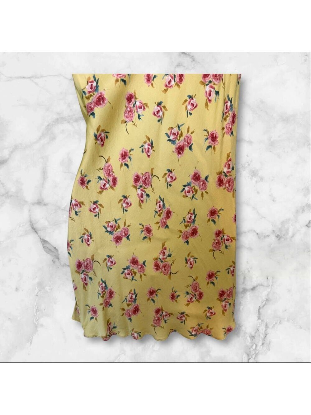 Zara Slip Dress Yellow w/Floral Pattertn 100% Viscose. L - Picture 8 of 11